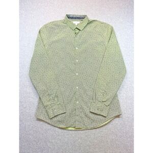 Calvin Klein Shirt Mens Medium Green Slim Casual Party Cocktail Art Gallery